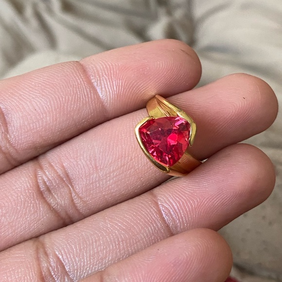 S925 Trillion Cut Ruby Ring - Picture 7 of 12